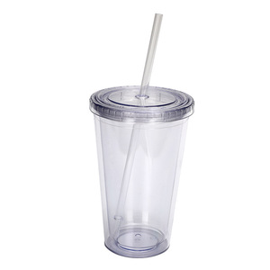 16Oz Double Wall Insulated <b>Straw</b> <b>Cup</b> With <b>Lid</b> For Travel <b>And</b> Outdoor Use Unisex Plastic Drinkware Set Of 8 - Product Image 5