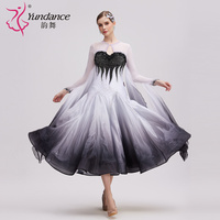 B-24198 nouveauté robe de danse de salon standard internationale robe de danse de salon de haute qualité noir blanc ombré perle soie