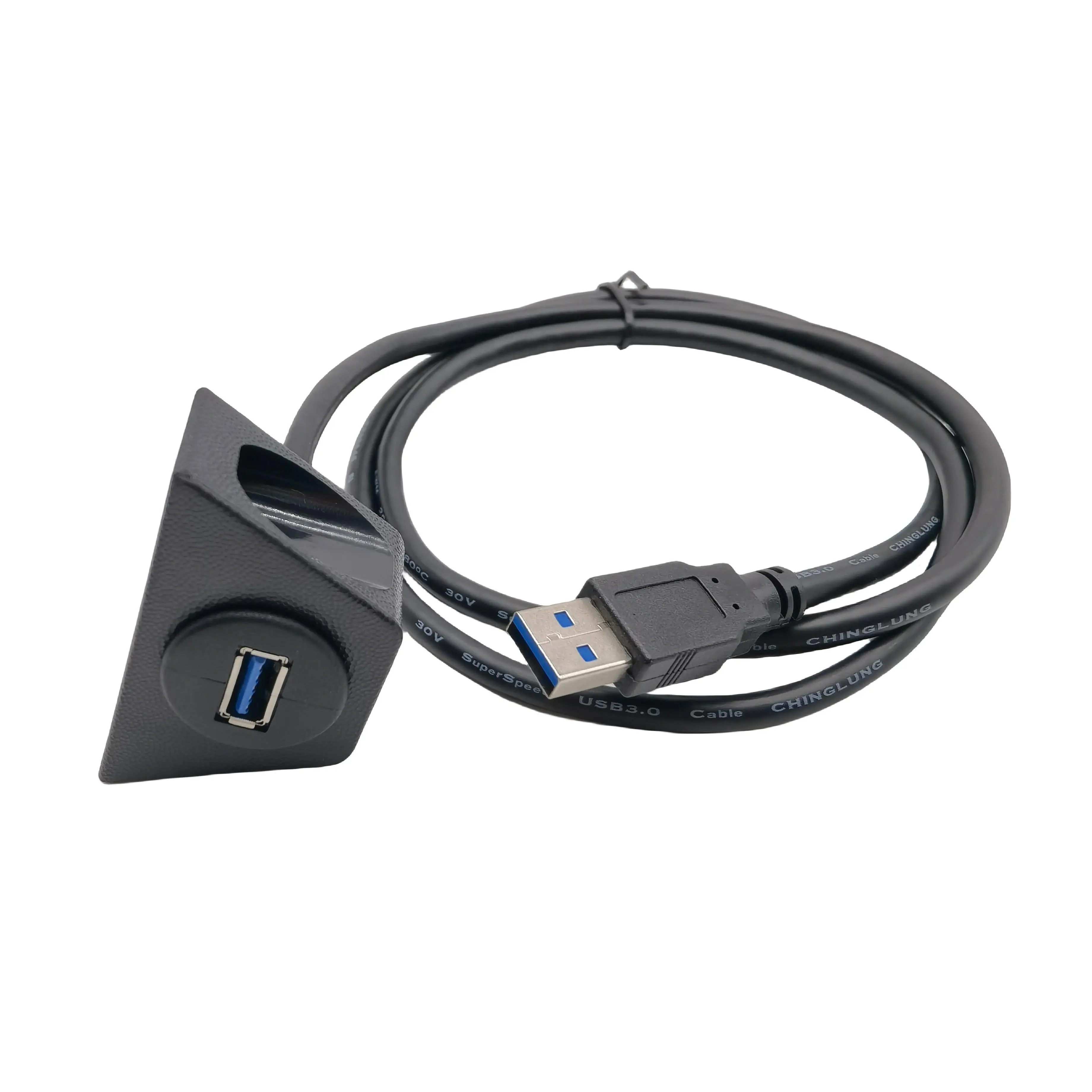 Installation intégrée USB Type A Mâle à A Femelle Câble de montage sur panneau AUX