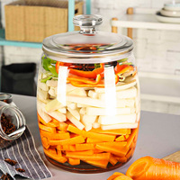 1 gallon 2 gallons de pots de kimchi pour cornichons Grand récipient en verre pour articles ménagers Pot de stockage avec couvercles hermétiques en verre