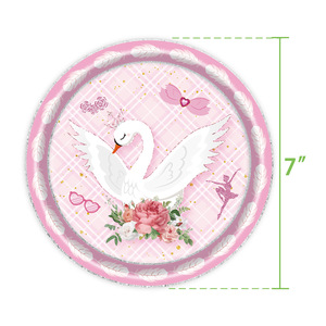 Ensemble de vaisselle jetable pour fête d'anniversaire de fille DAMAI, décoration rose sur le thème du ballet, ensemble d'assiettes en papier - Product Image 5