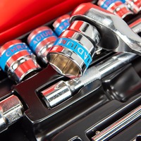 Boîte métallique de 24 pièces, jeu d'outils de réparation automobile 1/2 pouce, jeu de douilles et clés à molette pour voitures et vélos