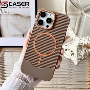 เคสโทรศัพท์เคลือบเงาทันสมัยสำหรับ <span class=keywords><strong>iPhone</strong></span> 17 16 15 14 <span class=keywords><strong>Pro</strong></span> Max ดีไซน์ลายเส้นสไตล์อินส์ รองรับการชาร์จไร้สายแบบแม่เหล็ก สีพื้น - Product Image 3