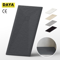 Base de douche coulissante rectangulaire sans cadre en pierre artificielle blanche mate, taille personnalisée 900x900mm, classe 3 antidérapante, ultra-fine, pour salle de bain