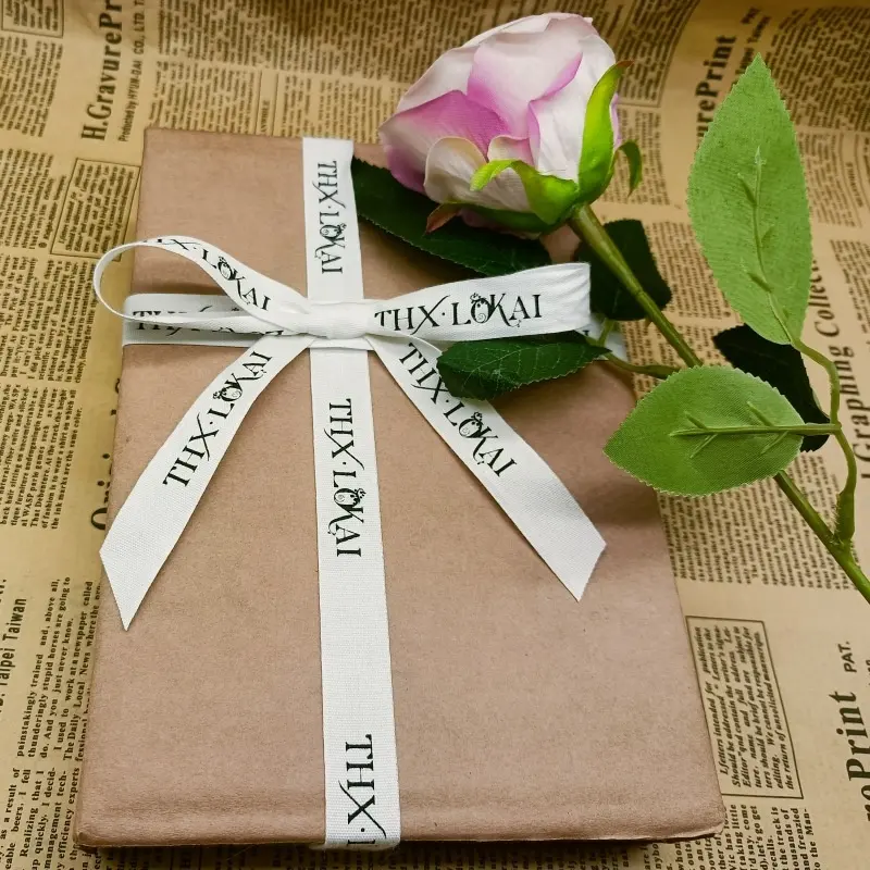 Factory Custom Brand Name Gift Packaging Cotton Ribbon With Logo