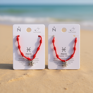 Cavigliera Angelina Pisces Seven Star con cordino rosso in acciaio inossidabile, gioiello zodiacale per donna - Product Image 2