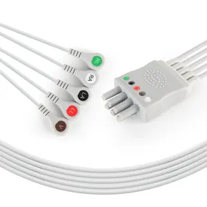 Mindray 5 leads ECG Telemetry Leadwire, TMS-6012 TEL-100 snap ecg Leadwire cable