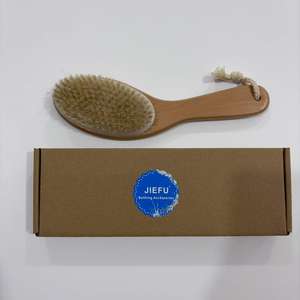 JIEFU Brosse pour le corps en poils naturels à manche cubique Brosse pour le bain et la douche pour la peau sèche Massage SPA - Product Image 5