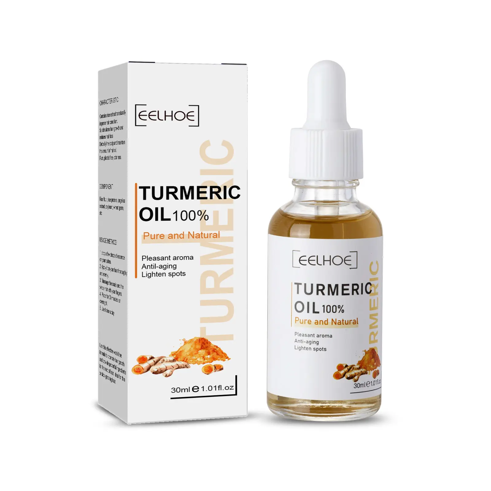 Huile essentielle bio hydratante nourrissante blanchissante Anti-âge Anti-acné, huile de Turmeric Tumeric pour le visage, huile naturelle sur mesure OEM