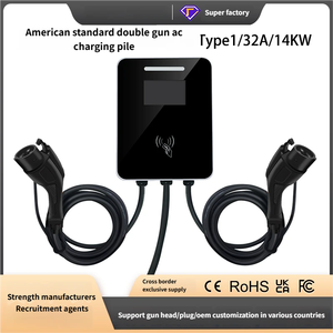 สถานีชาร์จรถยนต์แบบเร็ว 40A พอร์ตคู่ 14KW 19KW ติดผนัง GBT CCS2 EV ดีไซน์ปรับแต่งได้ - Product Image 4