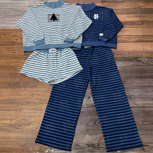 Custom Two Piece Striped Sweatshirt And Shorts Wholesale Cotton French Terry Streetwear Mockneck Sweatshirt Set Girls Stripes - Product Image 5