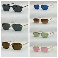 Lunettes de soleil carrées sans monture unisexes UV400 TAC, lunettes de soleil classiques de créateur, vente en gros