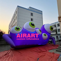 Mascotte gonflable géante démon multi-yeux violet, accessoire monstre d'Halloween pour la décoration de scène extérieure