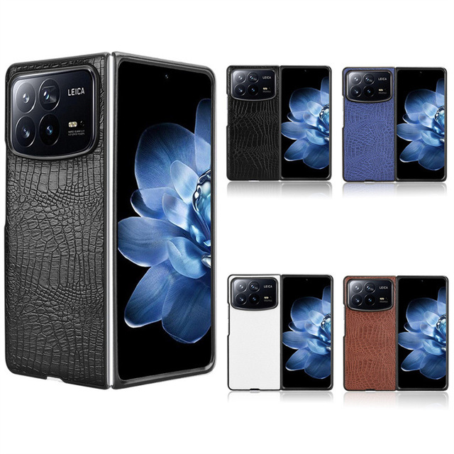 Crocodile Skin Genuine Leather Back Cover Case for Xiaomi Mix Fold 4 Leather Cover phone case