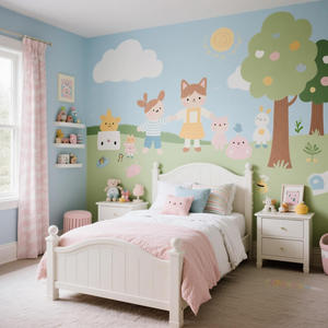 Fresque Murale Personnalisée pour Chambre d'Enfant, Papier Peint Dessin Animé Écologique Imprimé aux UV, Sticker Mural de Tête de Lit - Product Image 4