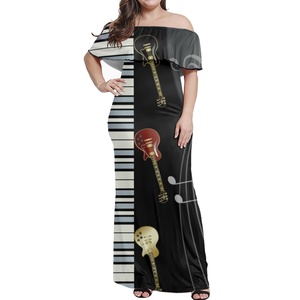 POD Dropshipping <span class=keywords><strong>vestidos</strong></span> <span class=keywords><strong>de</strong></span> verano para mujer llave <span class=keywords><strong>de</strong></span> Piano con nota musical fuera del hombro elegante vestido <span class=keywords><strong>de</strong></span> <span class=keywords><strong>fiesta</strong></span> para chicas jóvenes faldas personalizadas - Product Image 3