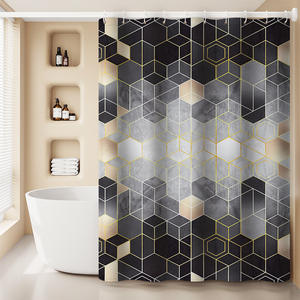 Set Kamar Mandi Minimalis Modern Kustom Tirai Mandi Bermotif Bunga Dua Lapis dengan Pengait Dekorasi Boho Abad Pertengahan Grosir - Product Image 2