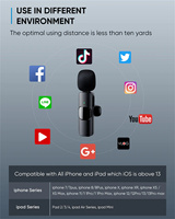 Convient pour Iphone, enregistrement vidéo, interviews Facebook, K9, etc. Double microphone miniature avec suppression du bruit