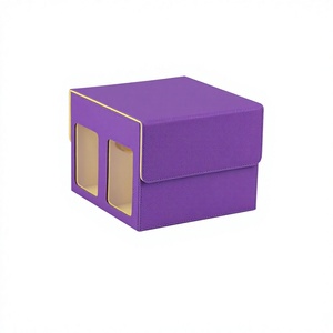 Boîte de rangement pour cartes en cuir PU violet avec fenêtres transparentes, résistante à l'eau, pour cartes de jeux de société - Product Image 2
