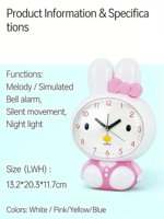 Bunter Kaninchen-Stil Cartoon Musikwecker mit Touch-Licht