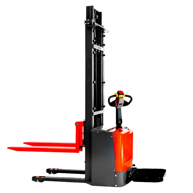 HUGO 1.5 ton Walking Behind Automatic Electric Stacker Forklift with Straddle Forks with 3 meters Lifting Height in Stock