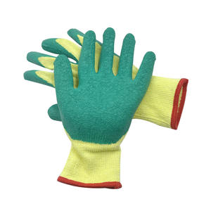 कस्टम लोगो 10 ग्राम निर्माण पीप कार्य दस्ताने x आकार पीले सुरक्षात्मक कपास और लेटेक्स लेटेक्स लेटेक्स कोटेड क्रिकल डुबकी और विरोधी पर्ची - Product Image 2