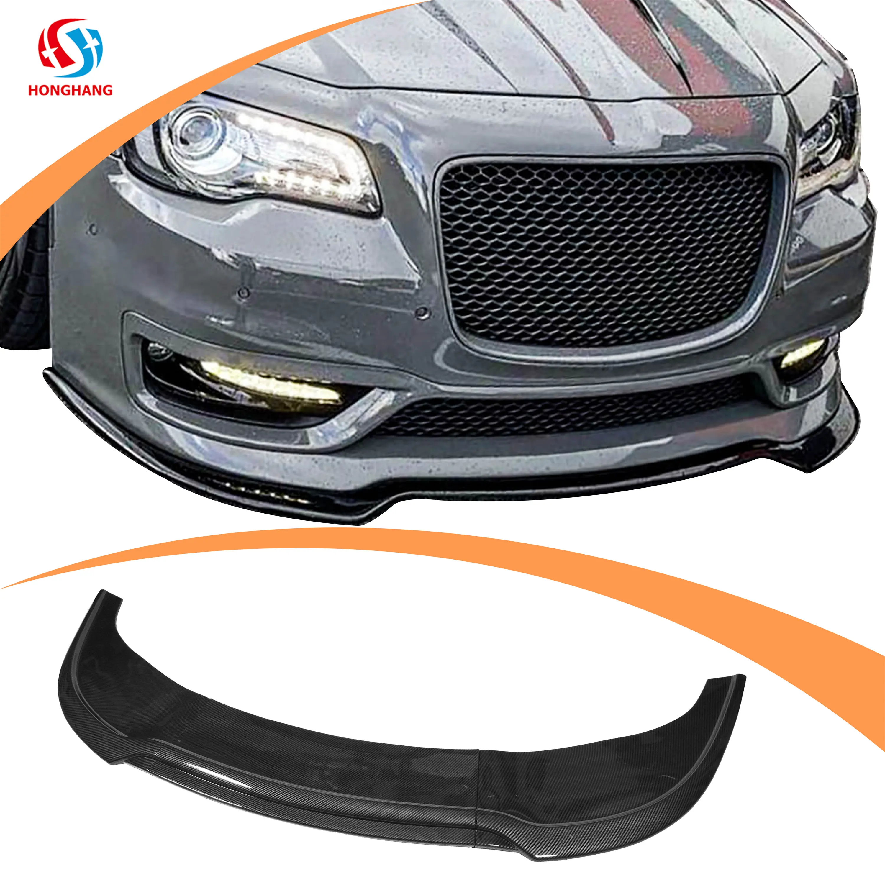 Honghang otomobil parçaları ön ÖN TAMPON Splitter karbon Fiber Chrysler 300c Chrysler parçaları için 2015-2020 siyah Euro vücut kiti aksesuarları