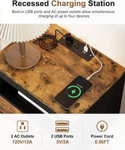 Floating Nightstand with Charging Station,Modern <strong>Bedside</strong> <strong>Table</strong> with Drawers and Extension Panel, Small <strong>Wall</strong> <strong>Mounted</strong> Nightstands - Product Image 6