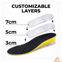 Nouvelle conception de semelle intérieure en PU avec rehaussement de la hauteur, lavable, antidérapante, soutien de la voûte plantaire, confort toute la journée pour chaussures décontractées et de sport