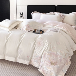 Parure de lit de luxe haut de gamme en coton pur 100% à fibres longues, broderie lourde, 600 fils/cm², style européen-américain, housse de couette - Product Image 4