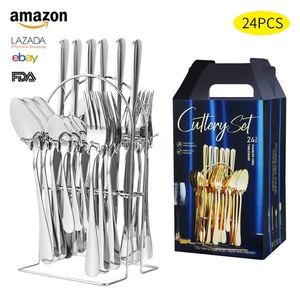 SHOUYUAN OEM/ODM Juego de Vajilla de Acero Inoxidable 1010 de 24 Piezas, Estilo Minimalista, Acabado Espejo, Superventas en <span class=keywords><strong>Amazon</strong></span>, Ideal para Regalo - Product Image 4