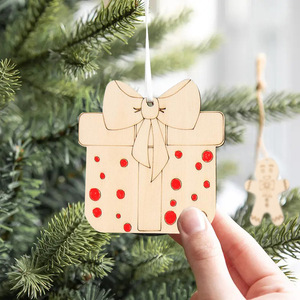 10ชิ้นการ์ดไม้เล็กๆป้ายคริสต์มาสเครื่องประดับงานหัตถกรรมเครื่องเลเซอร์ข้ามพรมแดนกระบวนการแกะสลักลายทาสีถาดแกะสลัก - Product Image 2