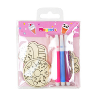 Ensemble d'aimants créatifs pour enfants avec marqueurs de couleur et aimants en bois Designs amusants-Space Desserts Animals Arts & Crafts