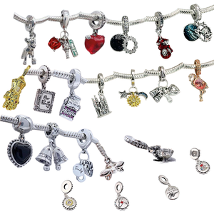 Ciondolo a Forma di Lucchetto d'Amore in Argento 925 Placcato <span class=keywords><strong>Oro</strong></span> Rosa con Zirconi, Accessorio Unisex per Bracciale Fai-da-Te, Design Floreale - Product Image 1