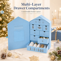Boîte de calendrier de l'avent de Noël rigide en forme de maison personnalisée, boîte d'emballage cadeau à plusieurs tiroirs, boîte cadeau pour cosmétiques, chocolats, cadeaux de fête