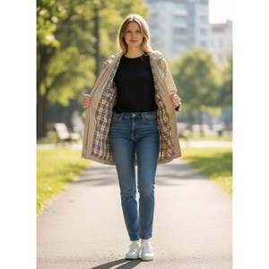 Manteau trench beige grande taille pour femme Venre 42-52, veste à capuche pour le printemps - Product Image 3