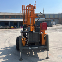 Machine de forage de puits d'eau de 300 m sur roues, hydraulique, avec système de treuil à diamètre maximal