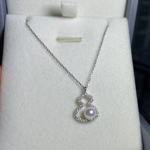 Collier de luxe haut de gamme pour femme Zhuji avec pendentif et breloques en perle naturelle de gourde Aurora sans défaut de 6-7 mm et en argent pur - Product Image 2