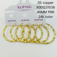 Boucles d'oreilles créoles torsadées grandes et imposantes pour femmes, en cuivre plaqué or 24 carats, style minimaliste et simple, vente en gros XUPING Jewelry