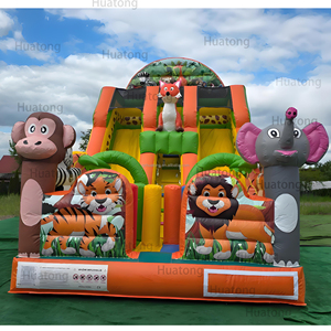 Chủ đề động vật hupfburg ngoài trời sở thú bên Jumper Jungle Trampoline <span class=keywords><strong>Inflatable</strong></span> đôi làn đường trượt trượt <span class=keywords><strong>Inflatable</strong></span> <span class=keywords><strong>Bouncer</strong></span> trượt - Product Image 3