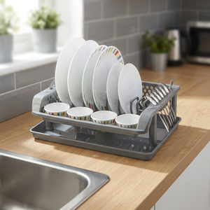 Moderno Escurridor de Platos y Tazones Rectangular de Plástico Duradero de 1 Nivel, No Plegable, con Diseño Desmontable y Bandeja Inferior - Product Image 3