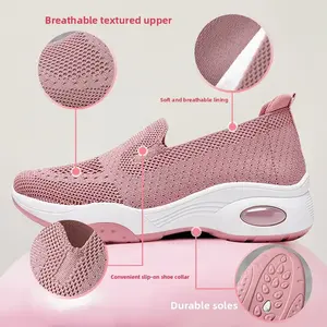 <span class=keywords><strong>JOYTIME</strong></span> Chaussures de course d'été pour femmes, décontractées, respirantes, à semelle épaisse en PVC, à enfiler, en tissu Fly-Knit, avec amorti et styles rehaussants - Product Image 3