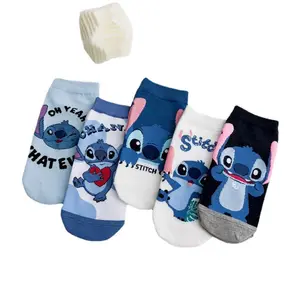 Japanese Fashion Funny Cartoon Anime Short Socks 3D Cartoon Stitch Monster Comfortable Cotton Socks Breathable Anti Slip Socks