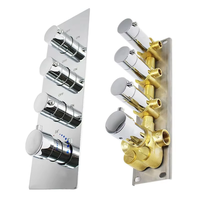 Robinet de douche thermostatique à 3 sorties en laiton massif avec finition chromée, distributeur d'eau chaud/froid facile à installer pour salle de bain
