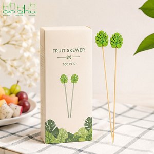 Emballage personnalisable, pics à cocktail en feuilles de bananier, cure-dents décoratifs fantaisie pour apéritifs avec emballage en boîte - Product Image 1