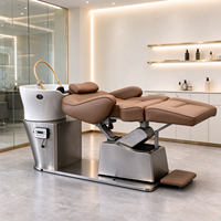 Fauteuil de lavage électrique inclinable avec cuvette en céramique – Station de lavage de cheveux de luxe pour salon, lit de spa capillaire
