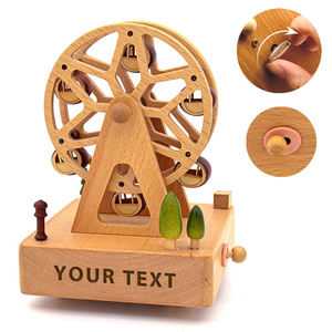 OEM ODM Boîte à musique ronde de 13 cm en forme de grande roue, faite à la main, logo personnalisé, cadeaux pour enfants - Product Image 1