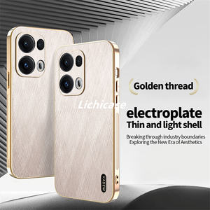 Lichicase peau nue cadre électrolytique étui à panneau arrière texturé en cuir pour OPPO Reno13 13F 13Pro <span class=keywords><strong>coque</strong></span> antichoc - Product Image 5