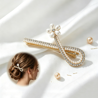 Accessoires capillaires pour filles : Barrettes latérales en alliage ornées de strass et de petites fleurs de perles, pinces à franges et pinces à cheveux pour le front