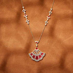 Tinh Tế Vật Liệu Đồng Thau Không-Oxy Hóa Màu Đỏ Agate Trắng Mẹ Ngọc Trai Thời Trang Fan-Hình Dạng Mặt Dây Chuyền Bông Tai Đặt Đám Cưới Bữa Ăn Tối - Product Image 3